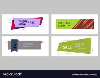 Set of flat linear promotion ribbon banner scroll vector image
