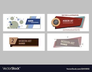 Set of flat linear promotion ribbon banner scroll vector image