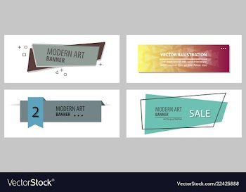 Set of flat linear promotion ribbon banner scroll vector image