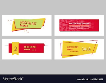 Set of flat linear promotion ribbon banner scroll vector image