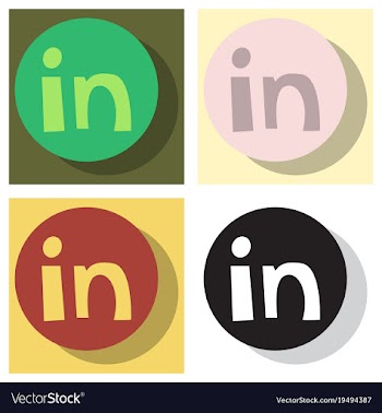 Set of flat linkedin color icon glossy app icon vector image