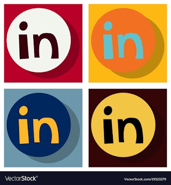 Set of flat linkedin color icon glossy app icon vector image