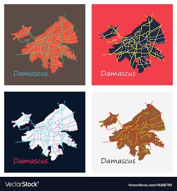 Set of flat map design - damascus city vector image