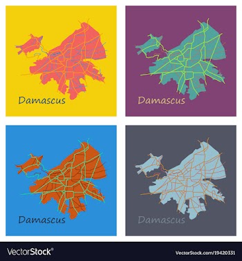Set of flat map design - damascus city vector image