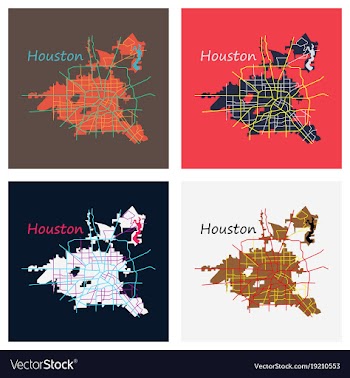 Set of flat map houston city texas roads vector image