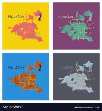 Set of flat map houston city texas roads vector image