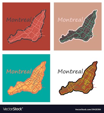 Set of flat map of montreal is a city of canada vector image