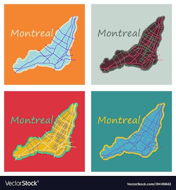 Set of flat map of montreal is a city of canada vector image