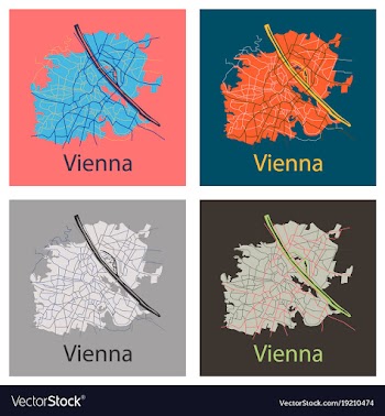 Set of flat map of the city of vienna austria vector image