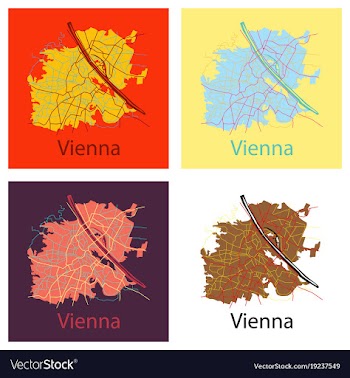 Set of flat map of the city of vienna austria vector image