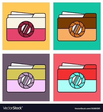 Set of flat pictures folder icon vector image