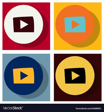 Set of flat play logo icon buttonyoutube flat vector image