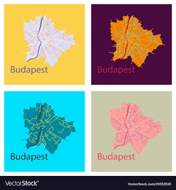 Set of flat scheme of the budapest hungary city vector image