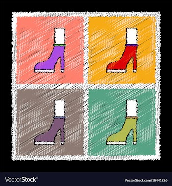 Set of flat shading style female heel silhouette vector image