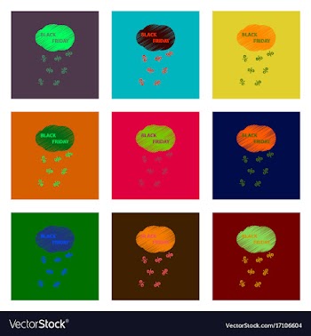 Set of flat shading style icon black friday vector image