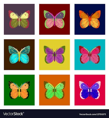 Set of flat shading style icon butterfly vector image
