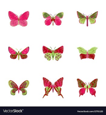 Set of flat shading style icon butterfly vector image