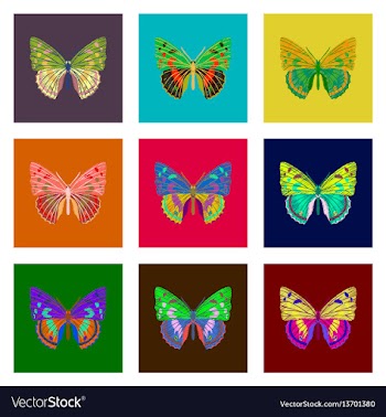 Set of flat shading style icon butterfly vector image