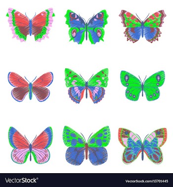 Set of flat shading style icon butterfly vector image