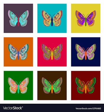 Set of flat shading style icon butterfly vector image