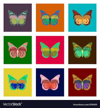Set of flat shading style icon butterfly vector image