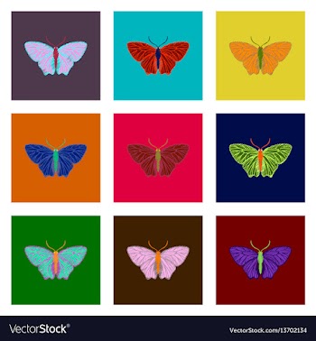 Set of flat shading style icon butterfly vector image