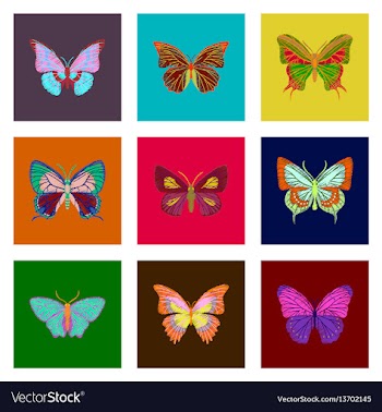 Set of flat shading style icon butterfly vector image