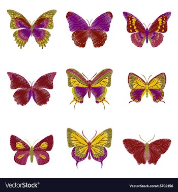 Set of flat shading style icon butterfly vector image
