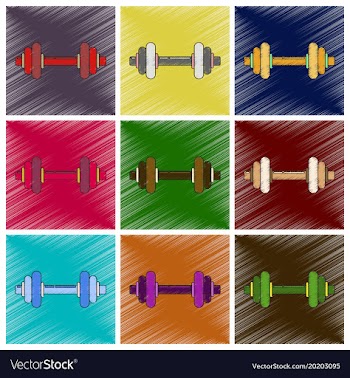 Set of flat shading style icon dumbbell vector image