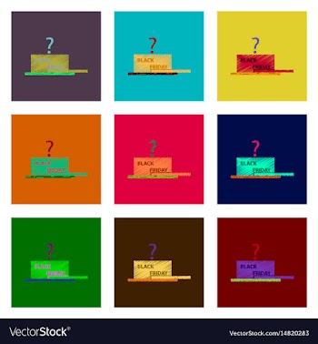 Set of flat shading style icon gift box black vector image