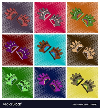 Set of flat shading style icon gloves for the gym vector image