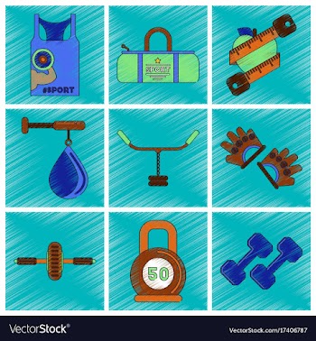 Set of flat shading style icon gym vector image
