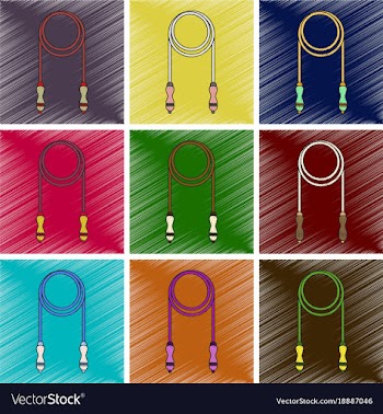 Set of flat shading style icon jump rope vector image