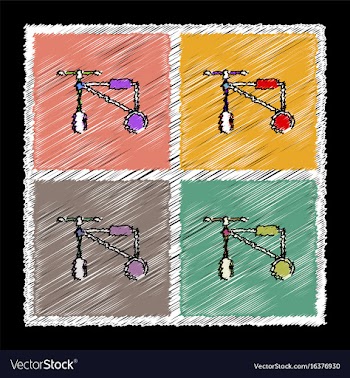 Set of flat shading style icons children bicycle vector image