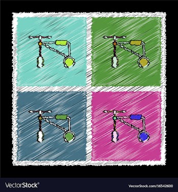 Set of flat shading style icons children bicycle vector image