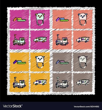 Set of flat shading style icons children toys in vector image