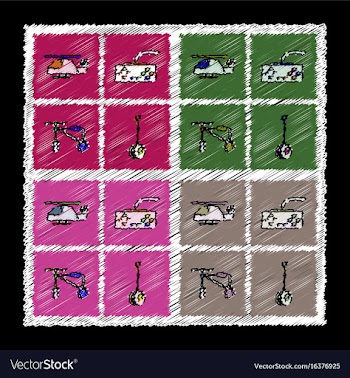 Set of flat shading style icons children toys in vector image