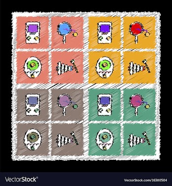 Set of flat shading style icons children toys in vector image