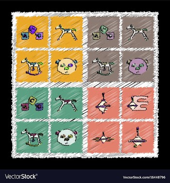 Set of flat shading style icons children toys in vector image