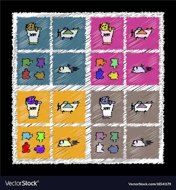 Set of flat shading style icons children toys in vector image