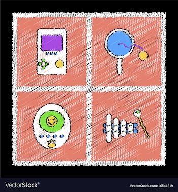 Set of flat shading style icons children toys in vector image