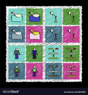 Set of flat shading style icons children toys in vector image