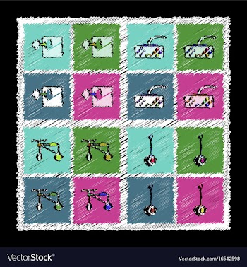 Set of flat shading style icons children toys in vector image
