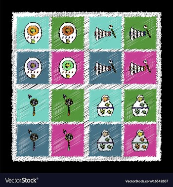 Set of flat shading style icons children toys in vector image