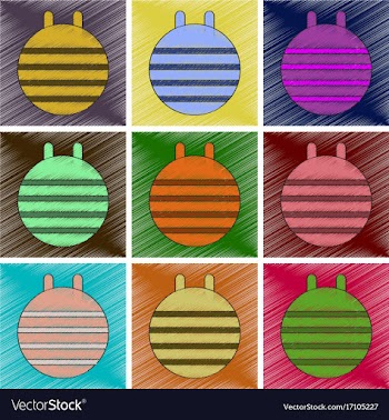 Set of flat shading style icons fitball vector image