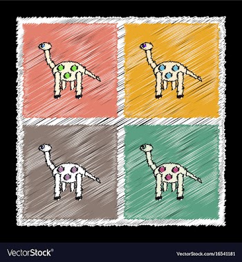 Set of flat shading style icons giraffe toy vector image