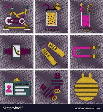 Set of flat shading style icons gym equipment vector image