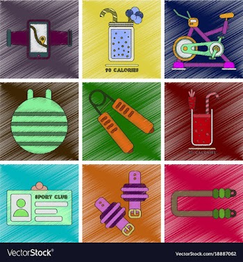 Set of flat shading style icons gym equipment vector image