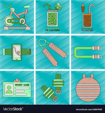 Set of flat shading style icons gym equipment vector image