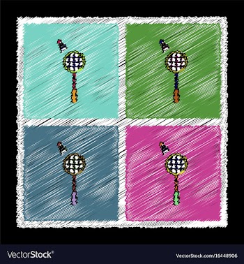 Set of flat shading style icons kids badminton vector image
